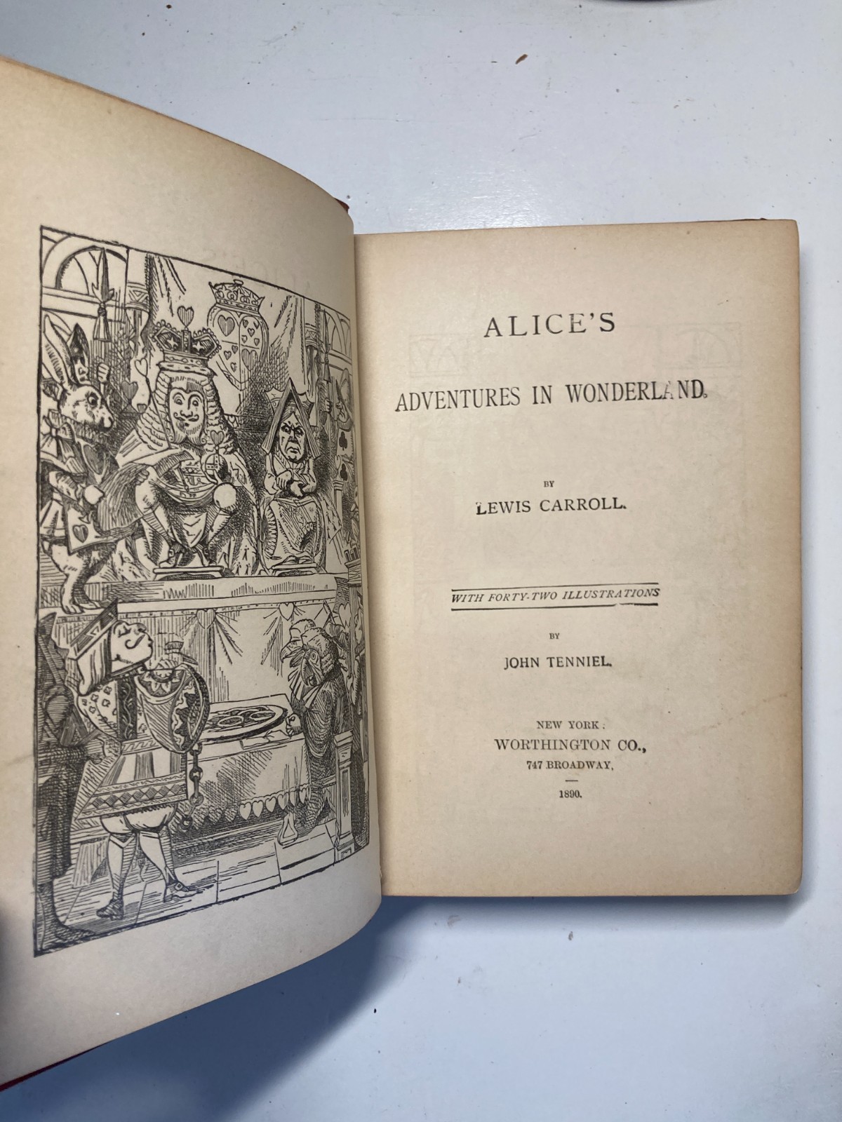 1890 Alice’s Adventures in Wonderland Worthington Red Cloth Tenniel Gilt Rare