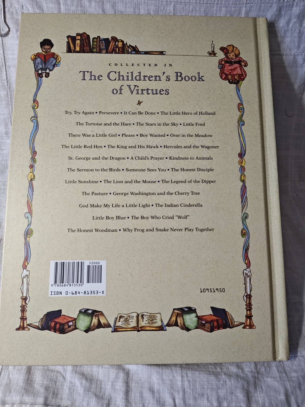 Children&rsquo;s Book of Virtues by William J. Bennett (1995, Hardcover) 12.25&Prime;x9.25&Prime;