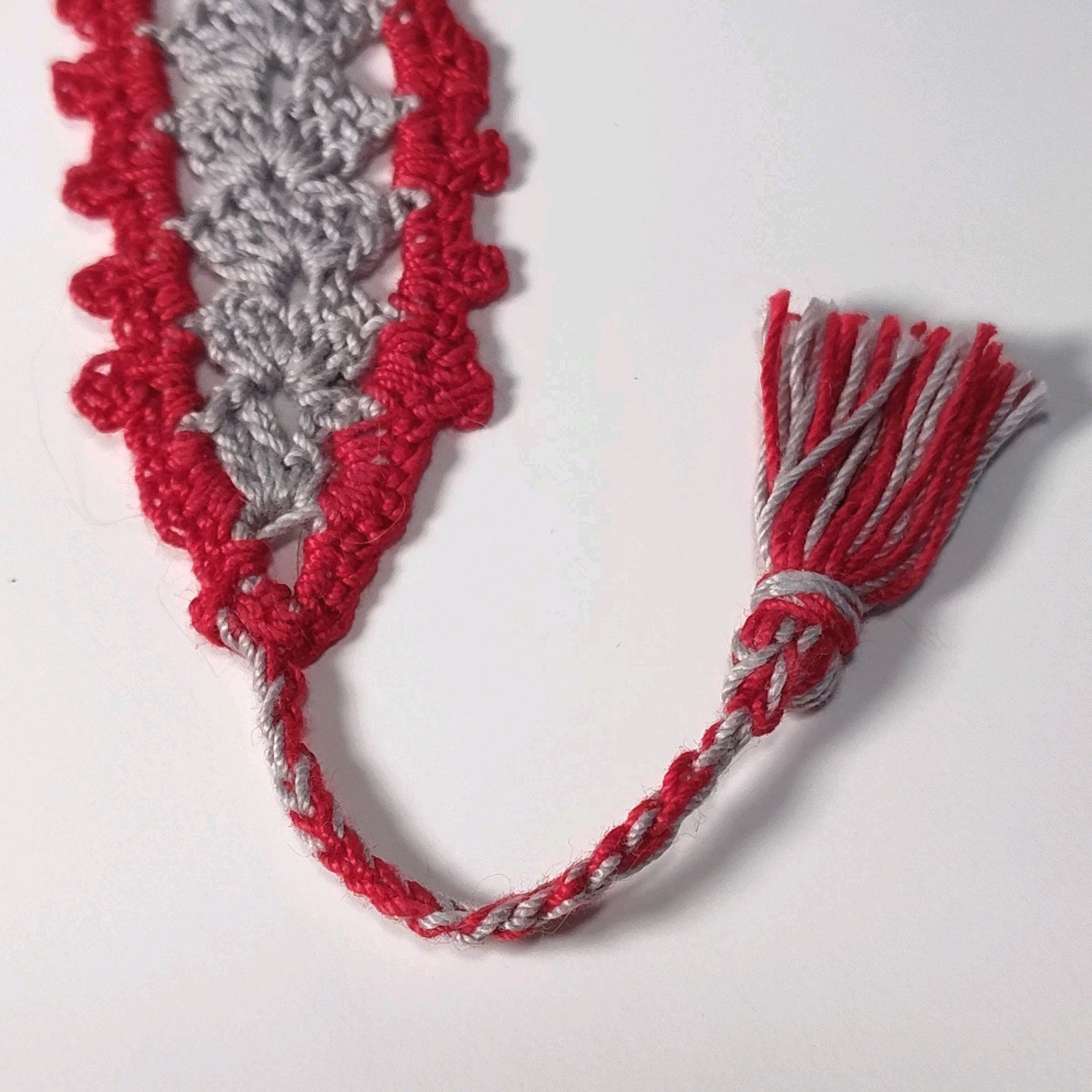 Handmade Cross Bookmark 8.5&Prime; Lovingly Crochet in the USA Red & Gray