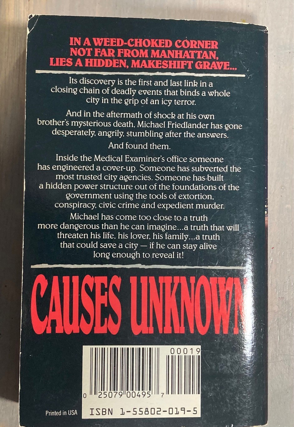 Causes Unknown Leslie Alan Horvitz 1989 Lynx 1st ed. Signed Horror, Thriller