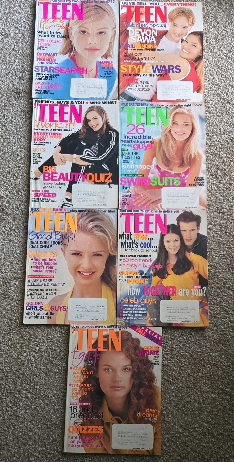 VINTAGE &lsquo;TEEN MAGAZINE 1996 LOT OF 7 TEEN BEAUTY- FASHION- CELEBRITY-LIFESTYLE