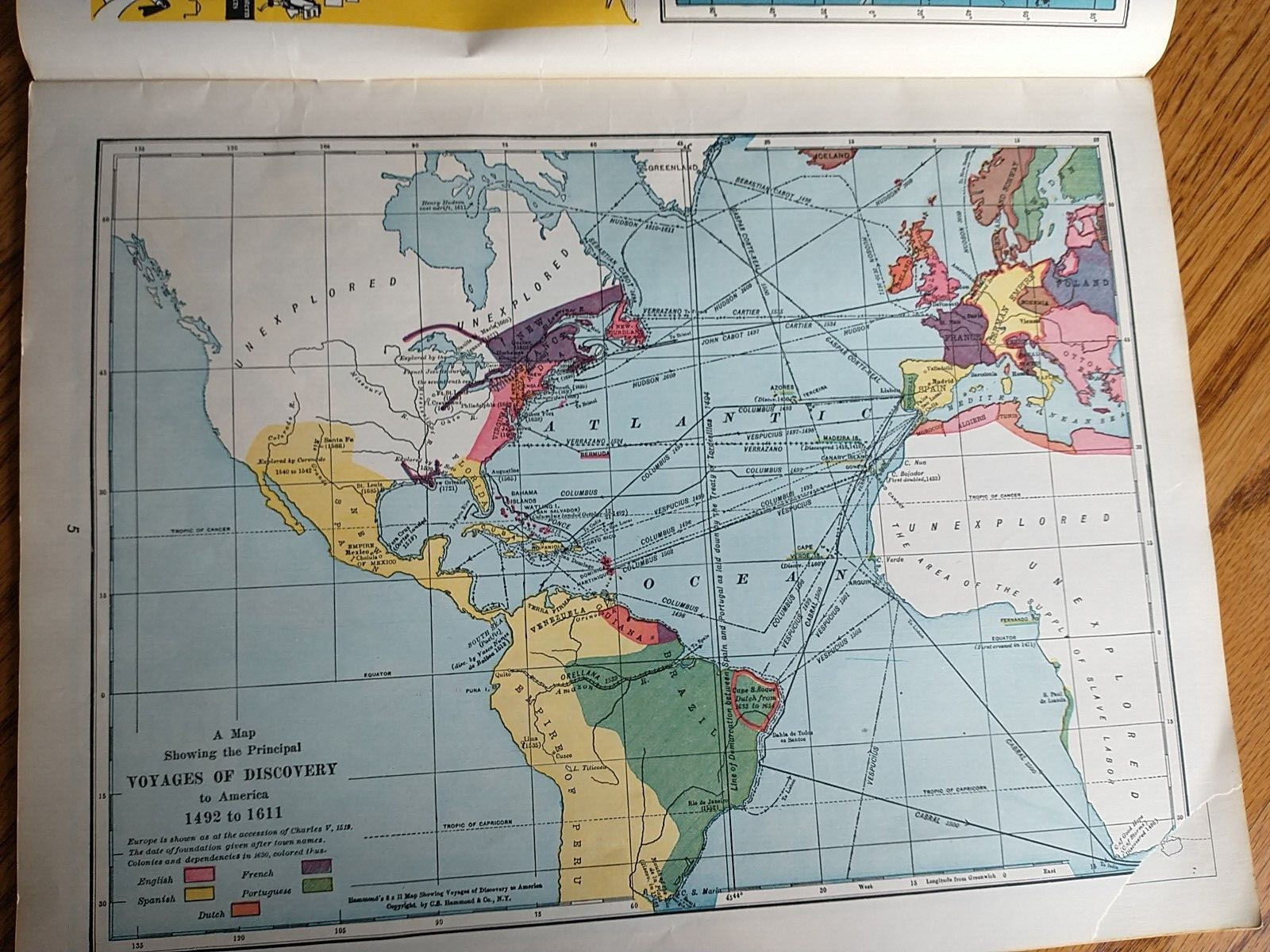 1948 Hammond AMERICAN HISTORY ATLAS Maps, Charts 9.25 x 12.25&Prime;