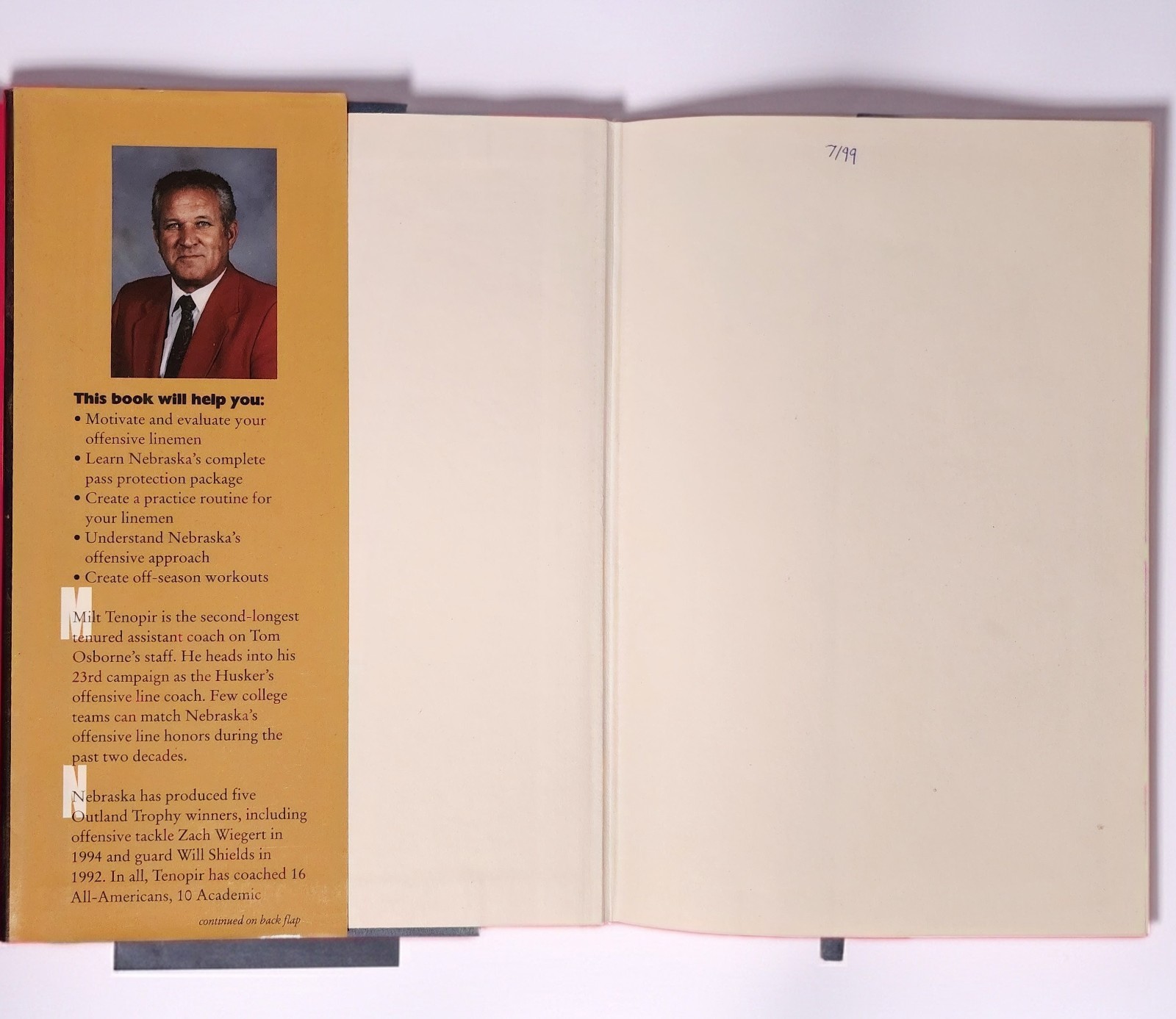 ​The Assembly Line Milt Tenopir Nebraska Cornhuskers Offensive Line Book RARE