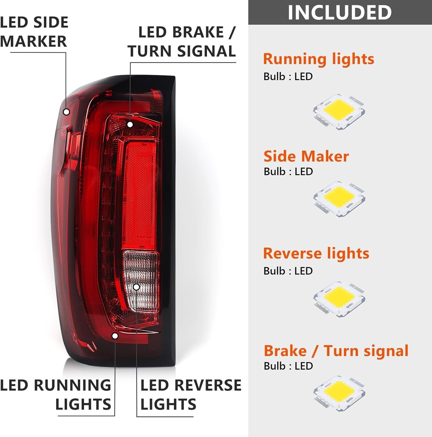 Full LED Tail Light Assembly Compatible with GMC Sierra 1500/2500HD/3500HD 2019-