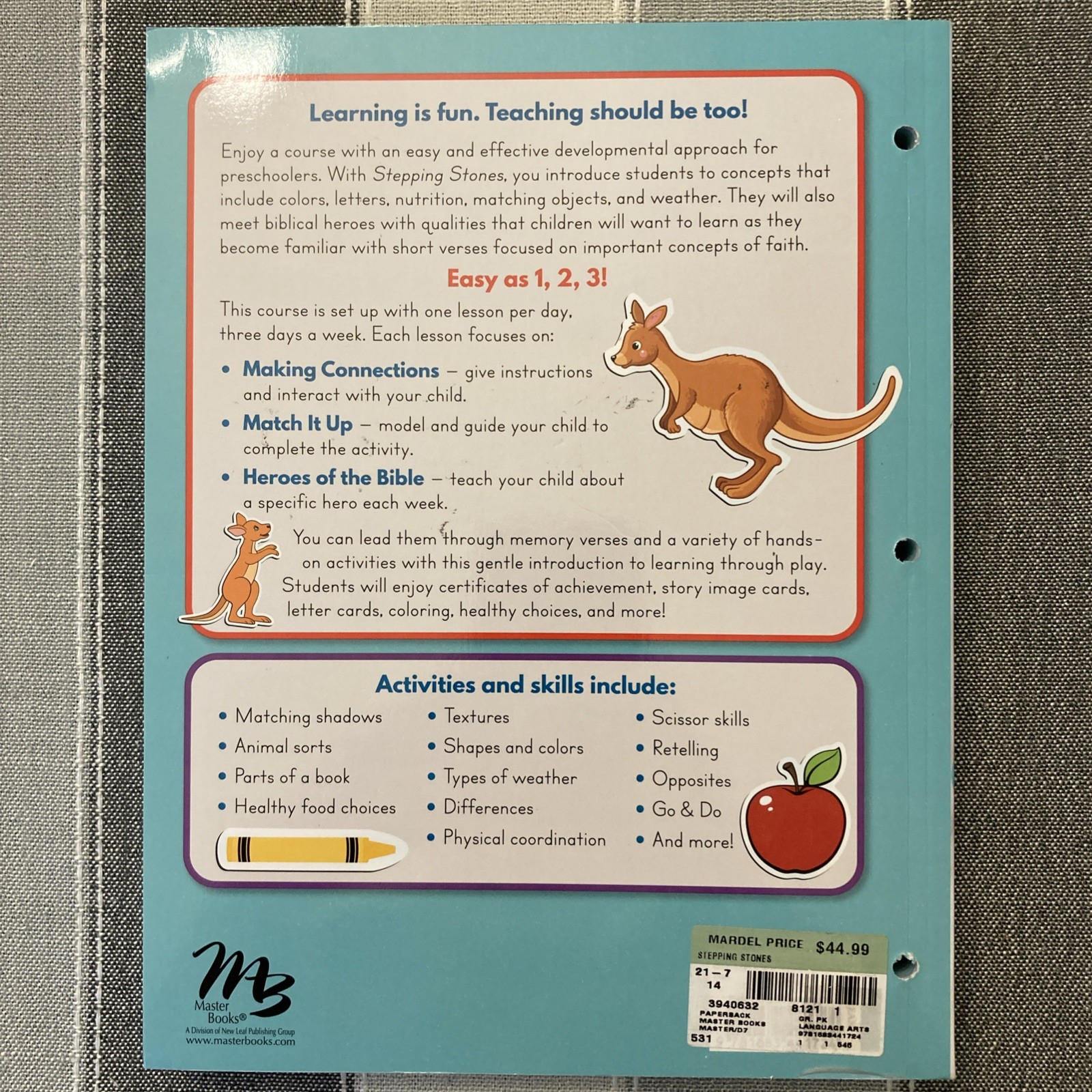 Masterbooks STEPPING STONES preschool curriculum ages 3-4 years MB homeschool