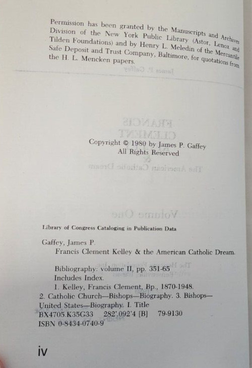 1980 The Heritage Foundation THE AMERICAN CATHOLIC DREAM Francis Kelley GAFFEY