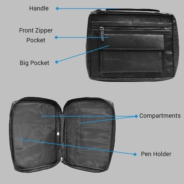 Genuine Leather Religious Book Bible Cover Organizer with Handle