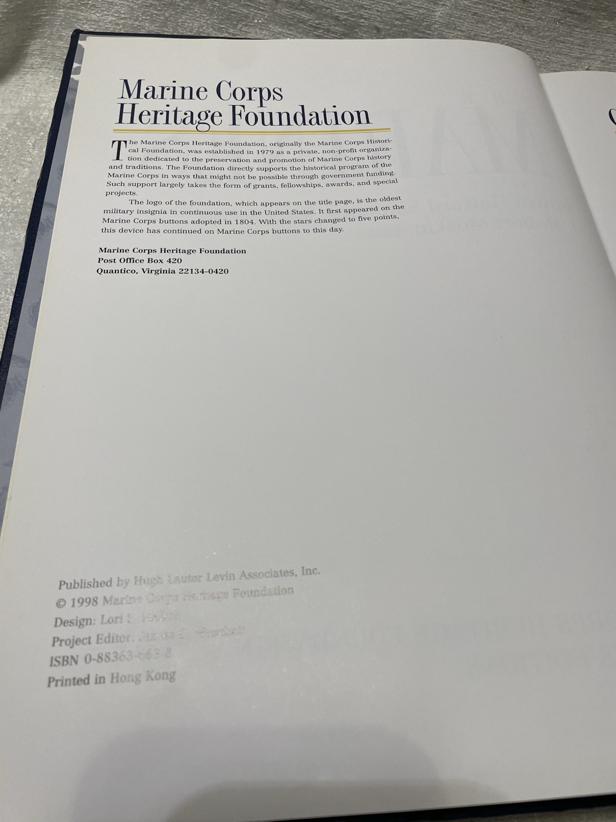 THE MARINES Marine Corps Heritage Foundation ILLUSTRATED BOOK 1998