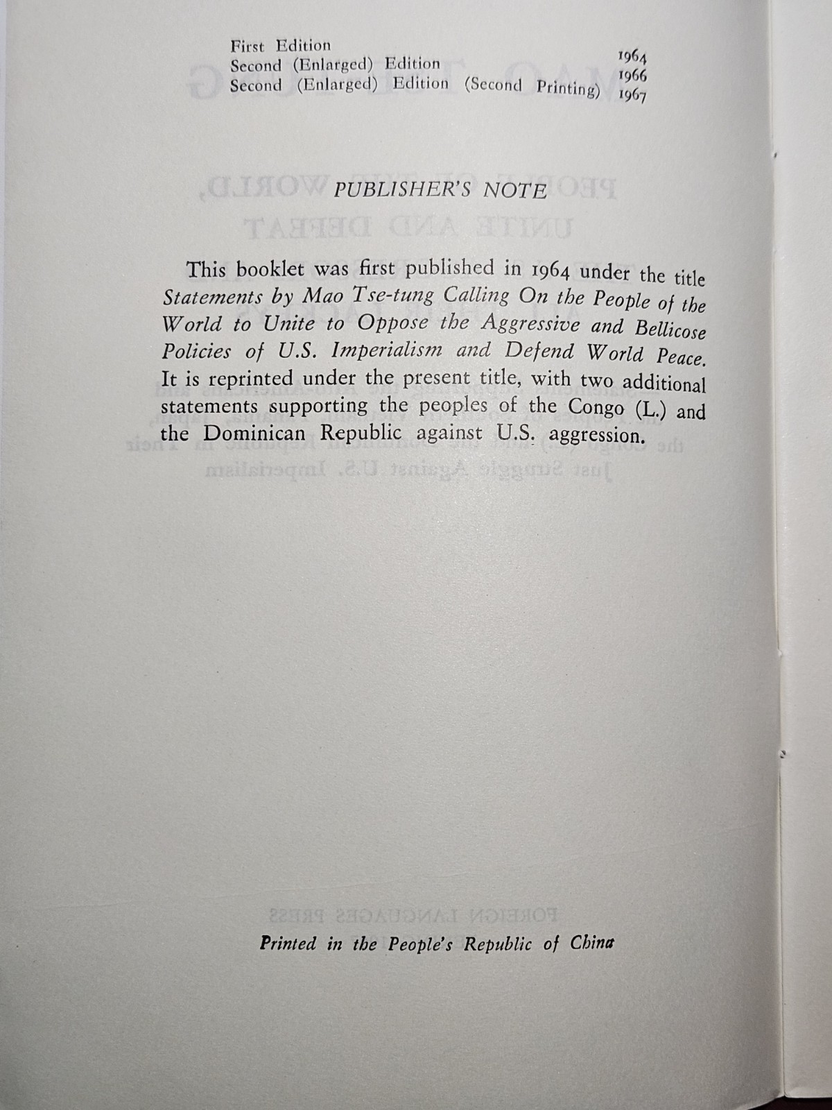 Three (3) Books By MAO TSE-TUNG Printed In 1960s Supporting Civil Rights In USA