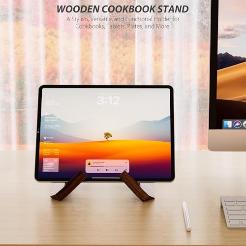 Cookbook Stand for Kitchen, Wooden Cook Book Holder, Plate Stands for 6.5in-2P